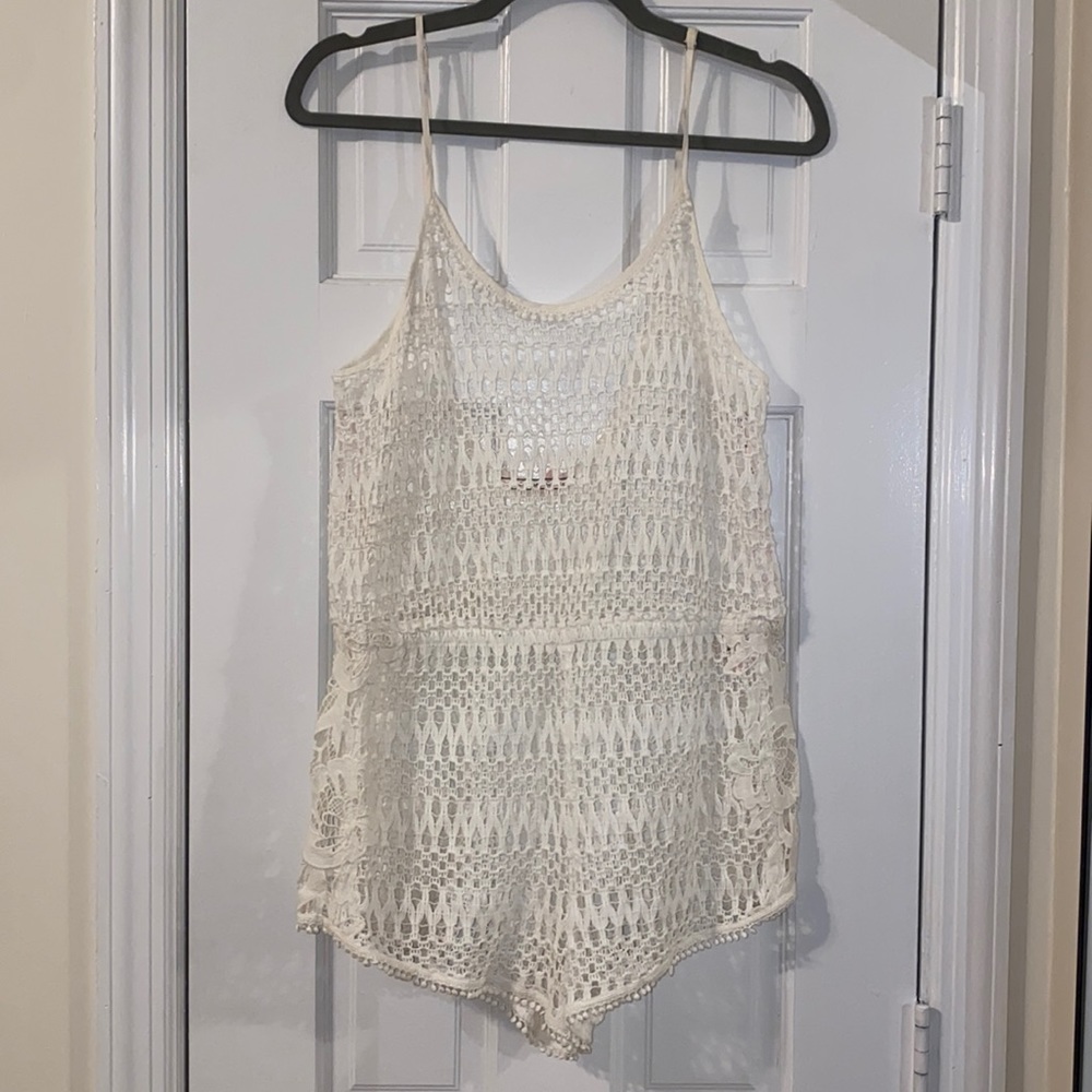 Victoria Secret White Lace Romper Cover-Up
